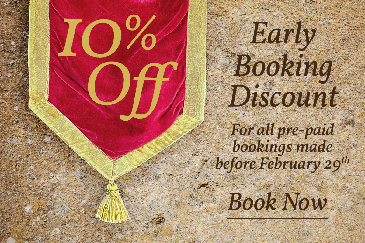 10% Off - Early Booking Discount - For all pre-paid bookings make before February 29th. Book Now.